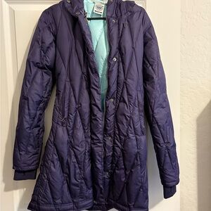 Moosejaw Women's Deep Purple Long Puffer Coat Parka Hooded Size S Small